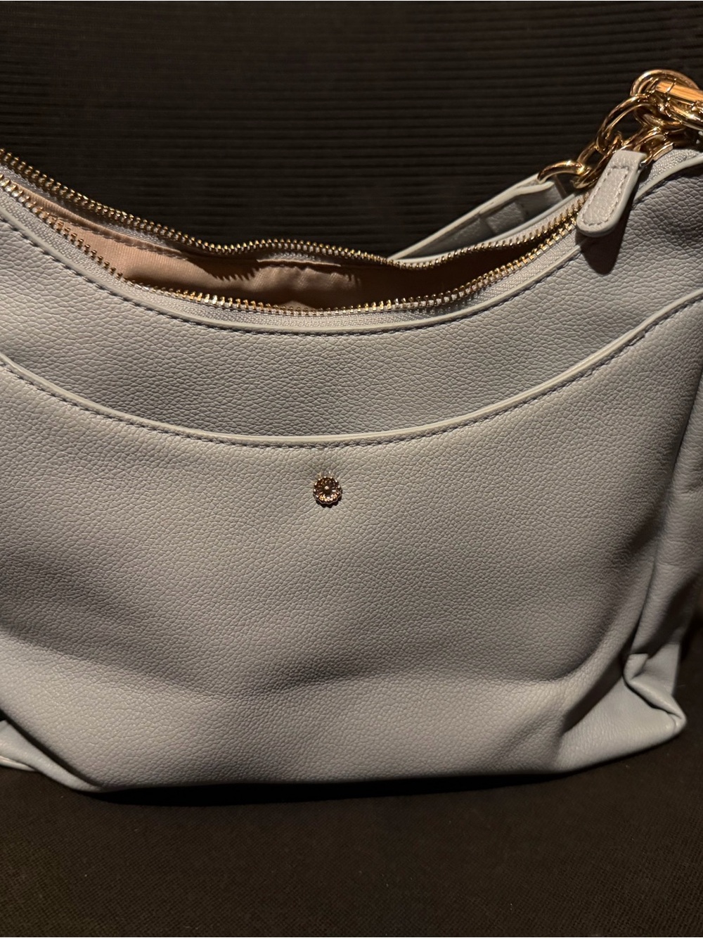 LC Lauren Conrad Soft Light Gray Shoulder Bag with Gold Hardware